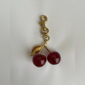 Cherry Keychain with Gold Accents